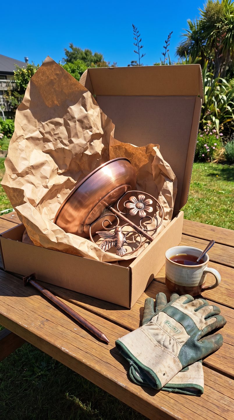 Lesley Tasker copper bird bath f2-unboxing