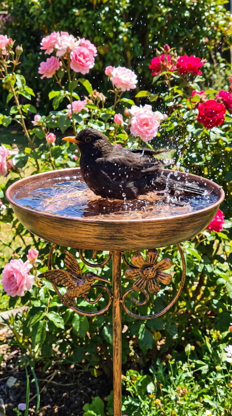 Lesley Tasker copper bird bath f4-blackbird