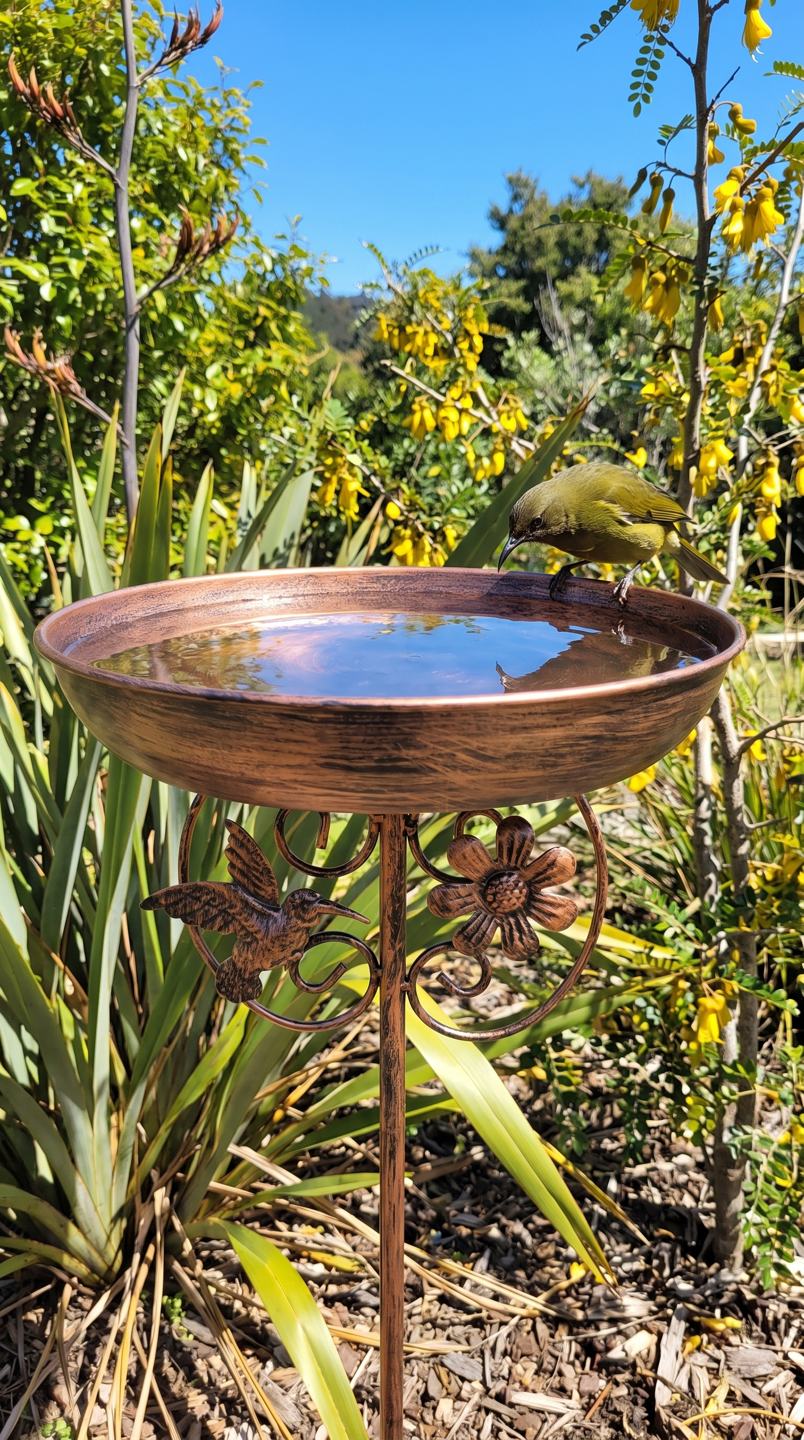 Lesley Tasker copper bird bath f7-bellbird