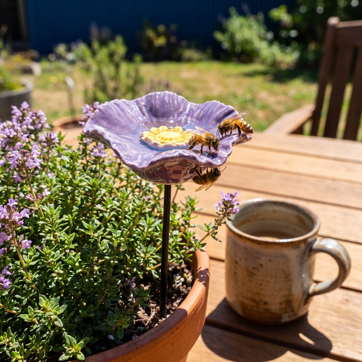 Size reference: bee blossom next to a coffee mug
