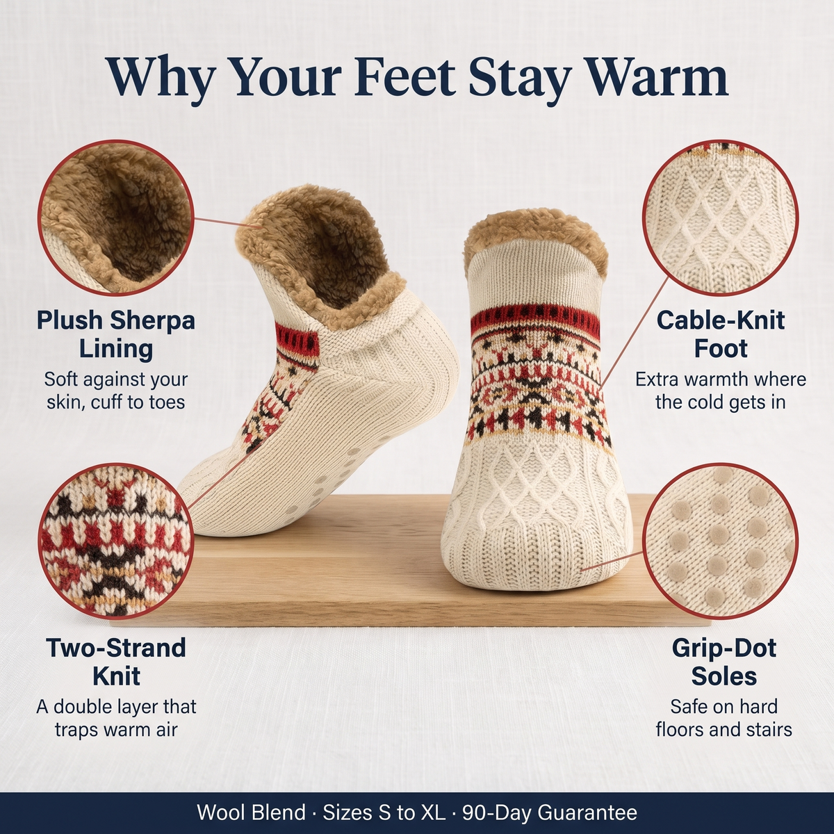Biruta’s Hand-Knit Slipper Socks in Cream
