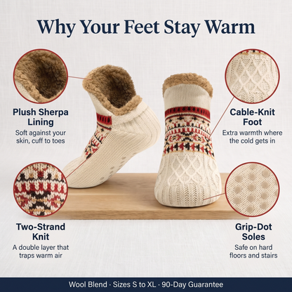 Biruta’s Hand-Knit Slipper Socks in Cream