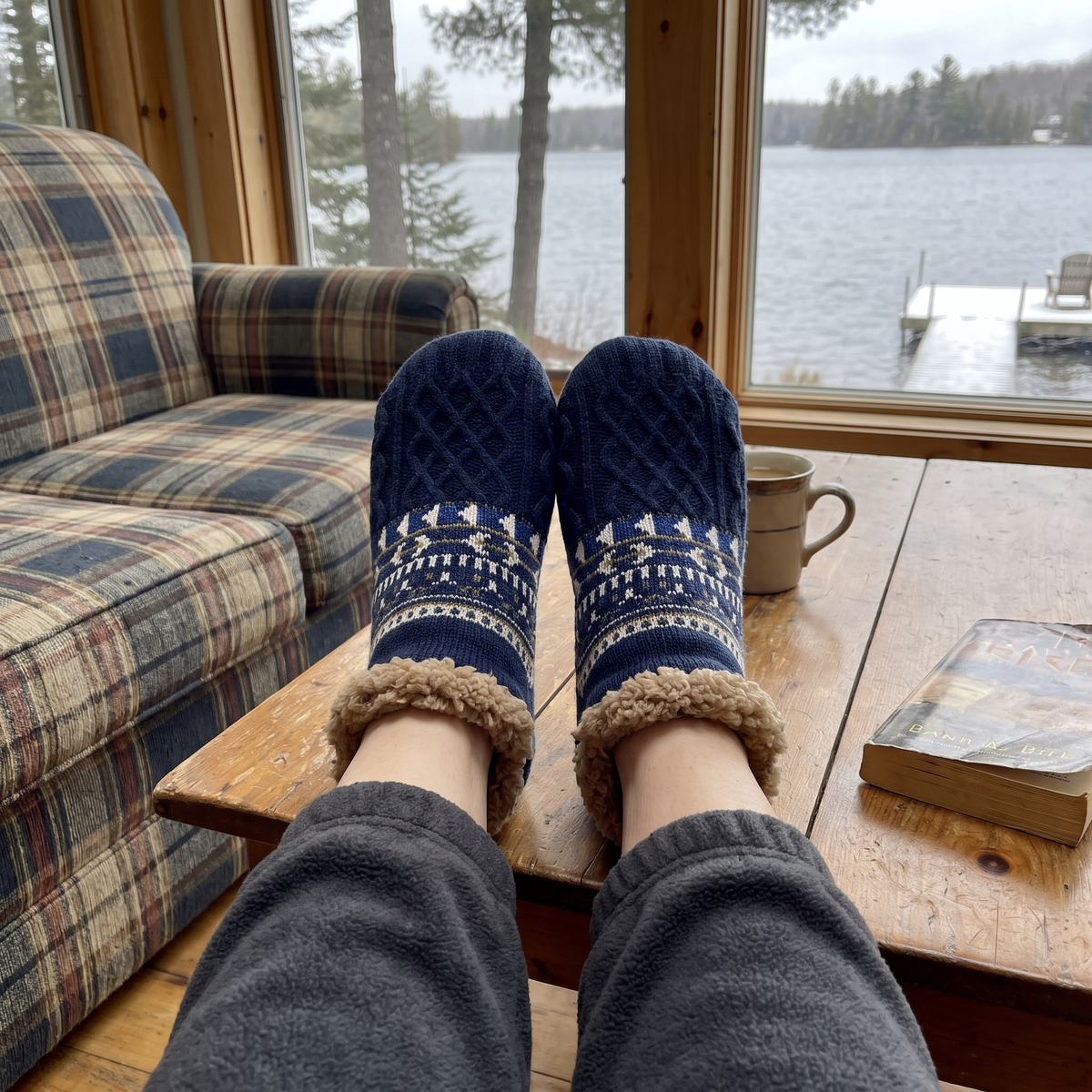 Biruta’s Hand-Knit Slipper Socks in Navy