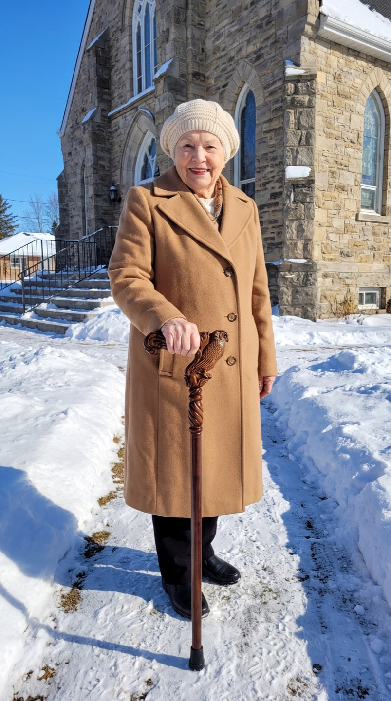 Customer photo of an Odette Thibodeau carved cane