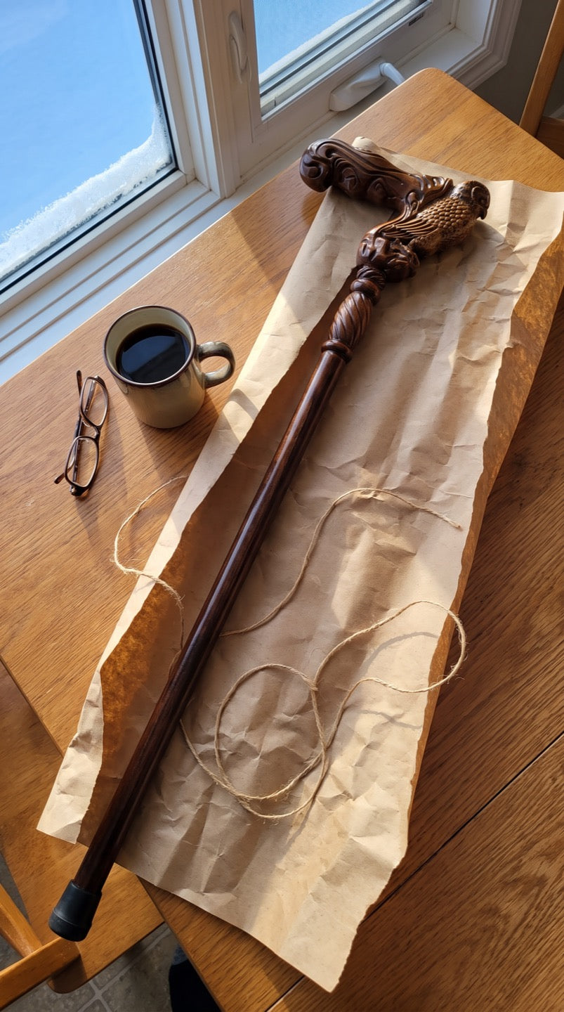 Customer photo of an Odette Thibodeau carved cane
