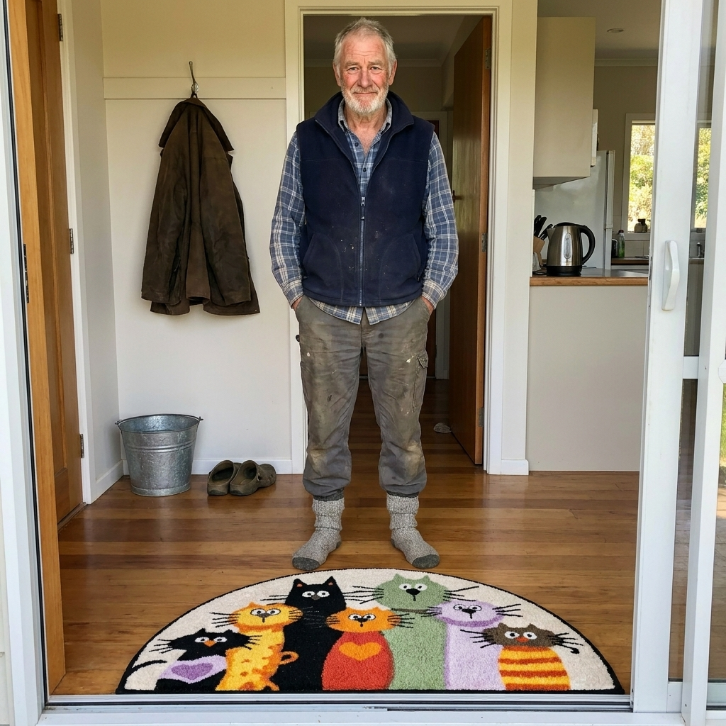 Customer photo of Delwyn's handmade Seven Cats rug