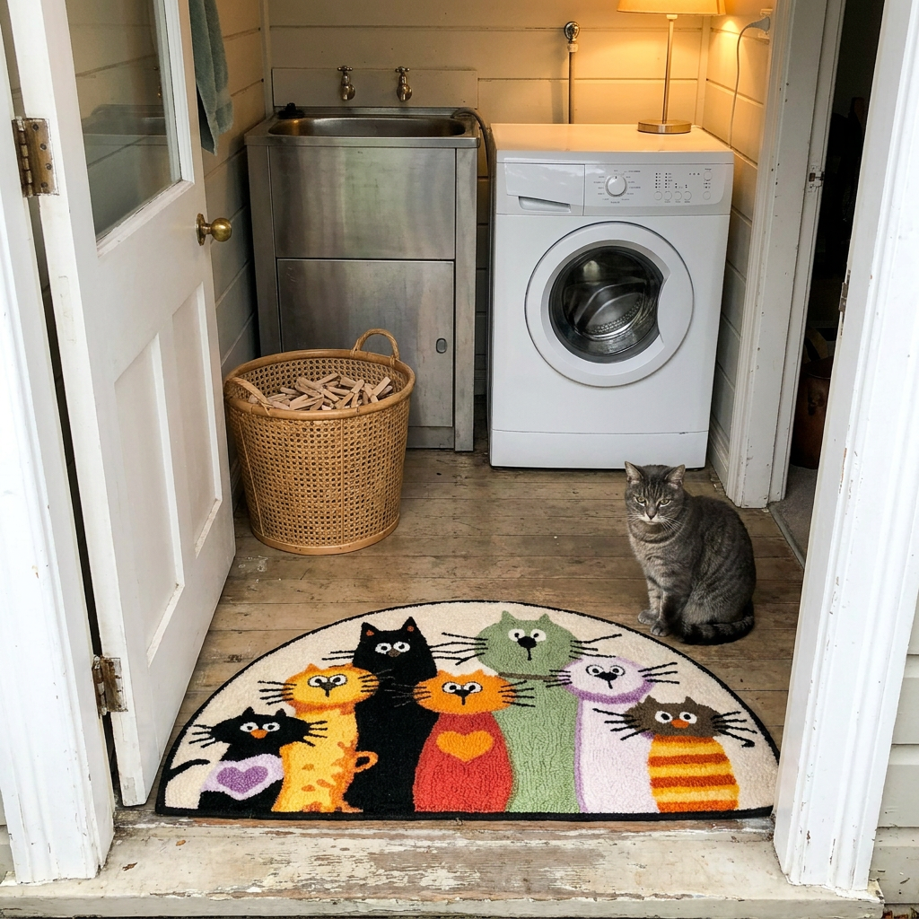 Customer photo of Delwyn's handmade Seven Cats rug