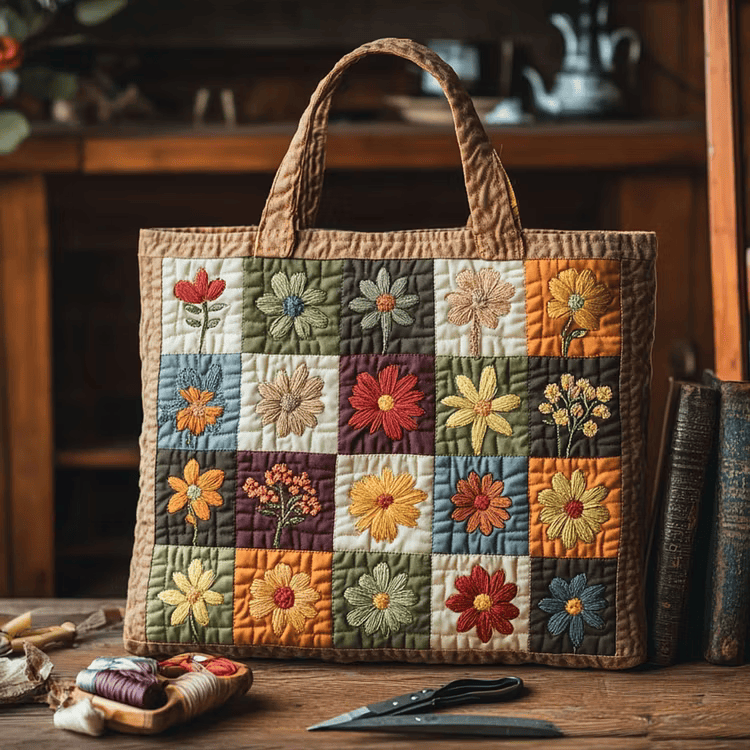 Bonnie's Handquilted Flower Tote Bags