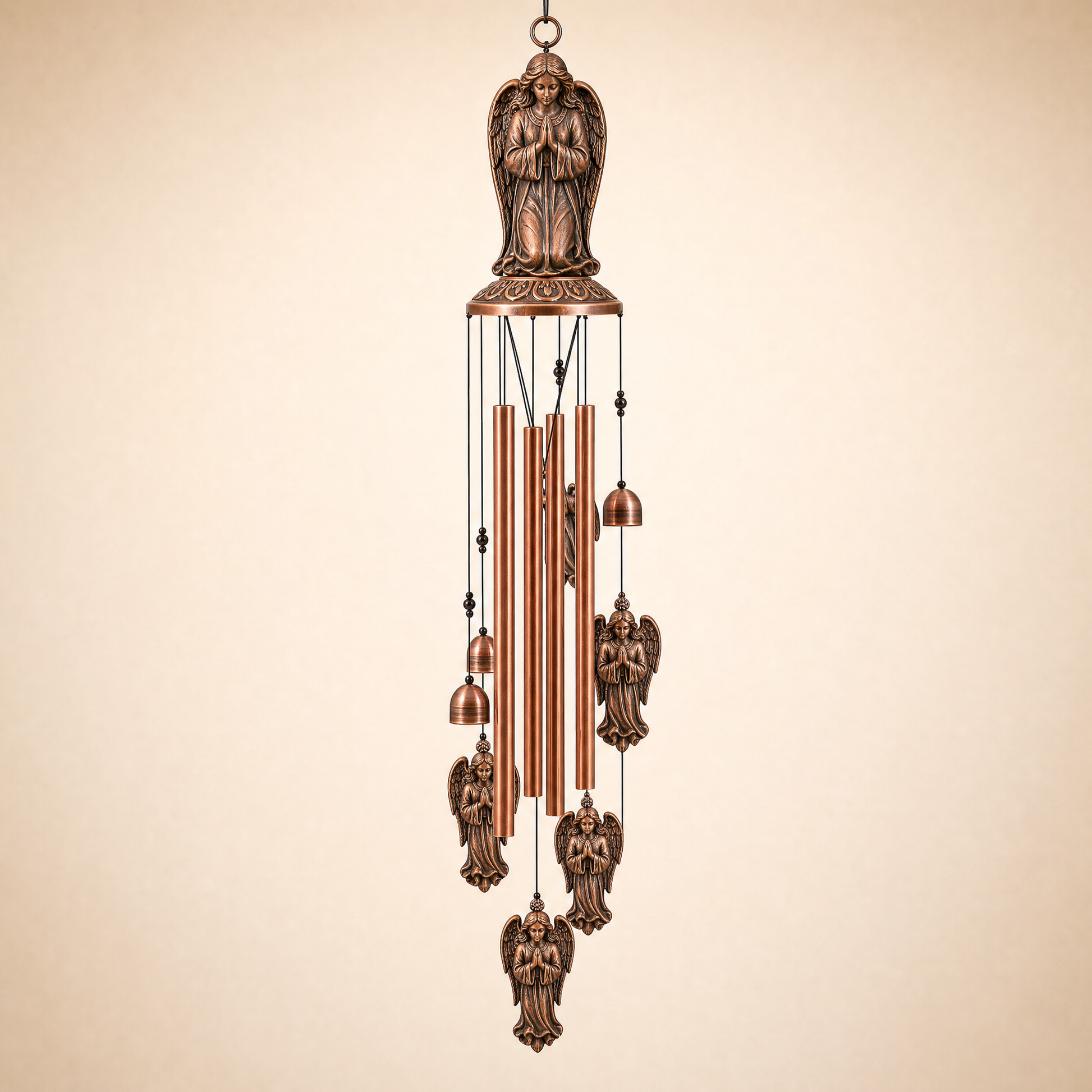 Nell's bronze angel wind chime — hand-tuned, Outer Banks NC, memorial gift