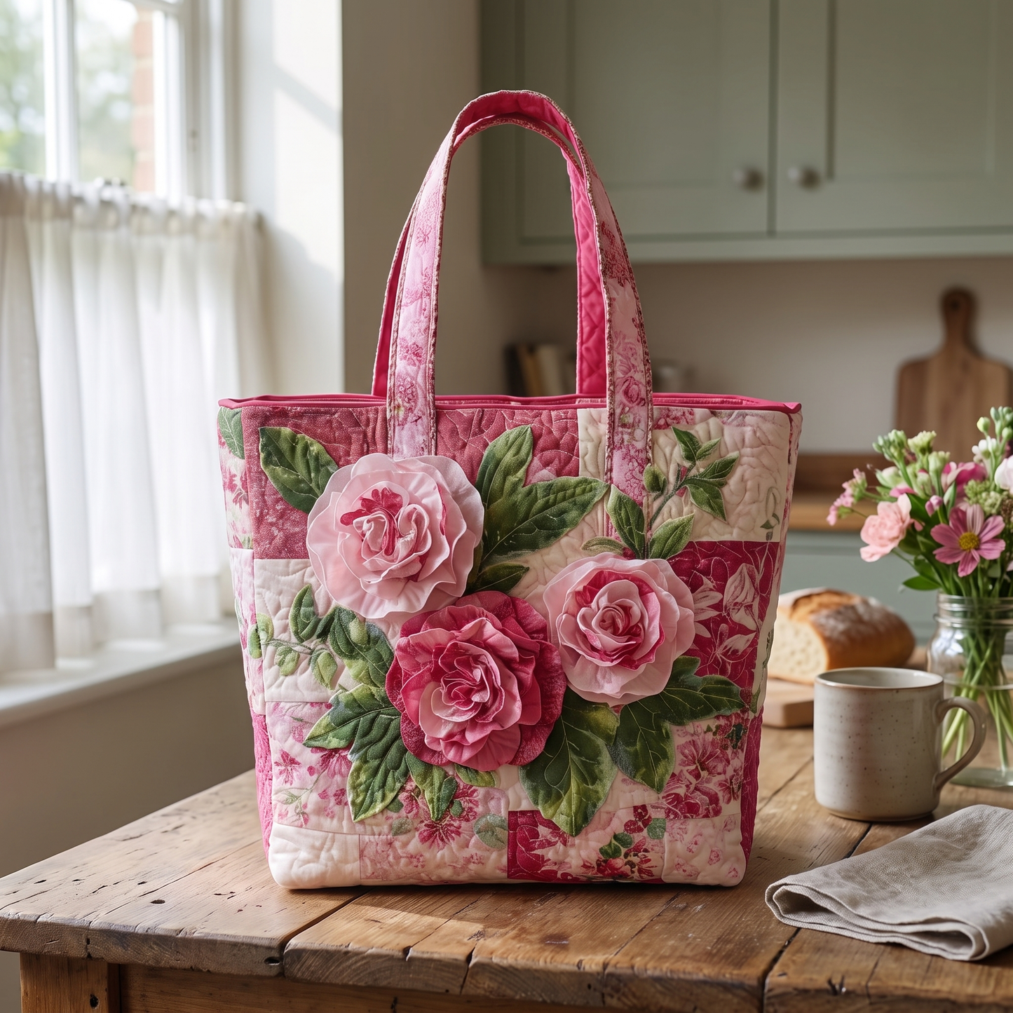 Bonnie's Handquilted Flower Tote Bags