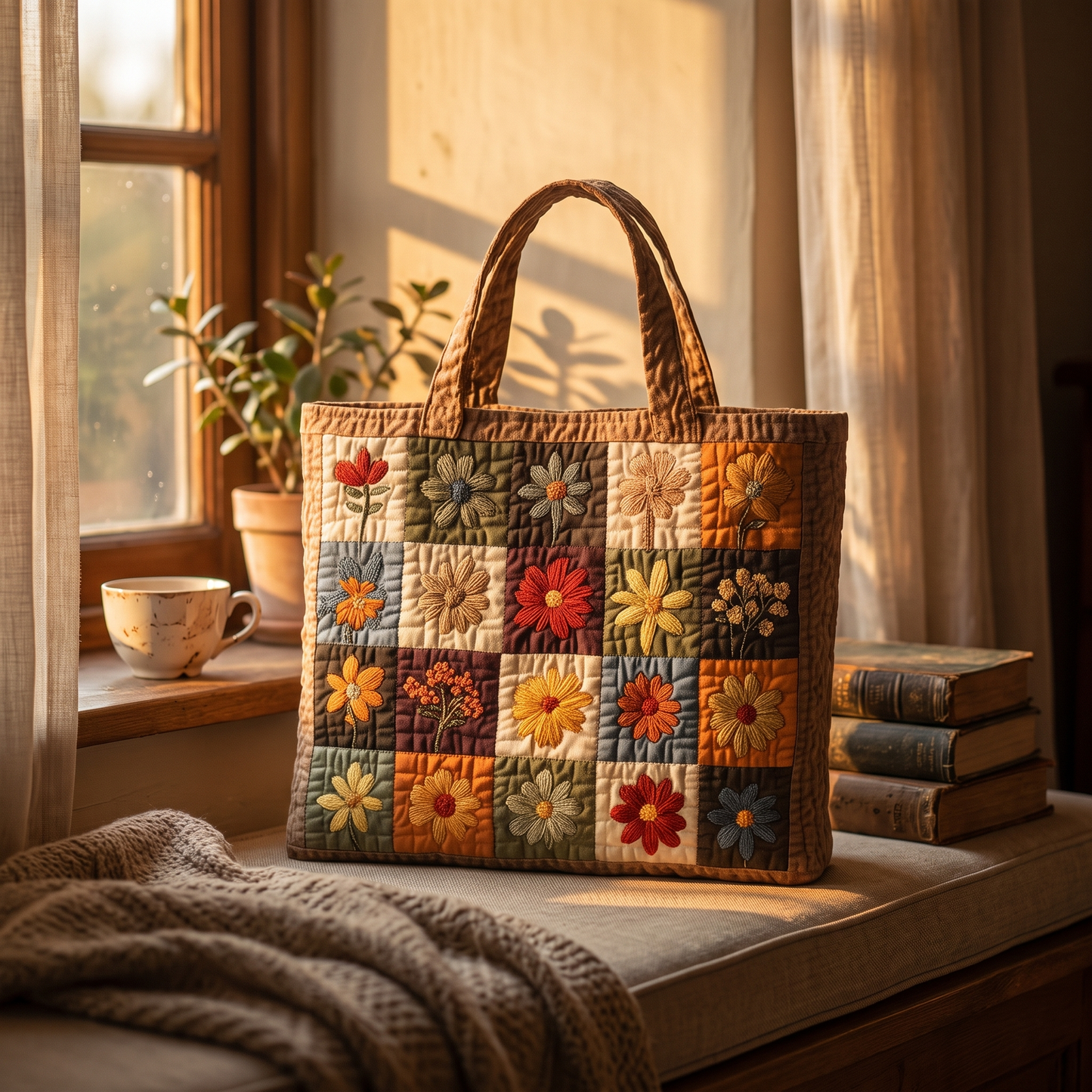 Bonnie's Handquilted Flower Tote Bags
