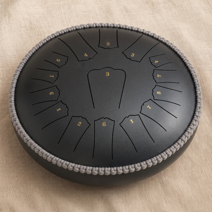 Rain drum in charcoal matte black finish on linen