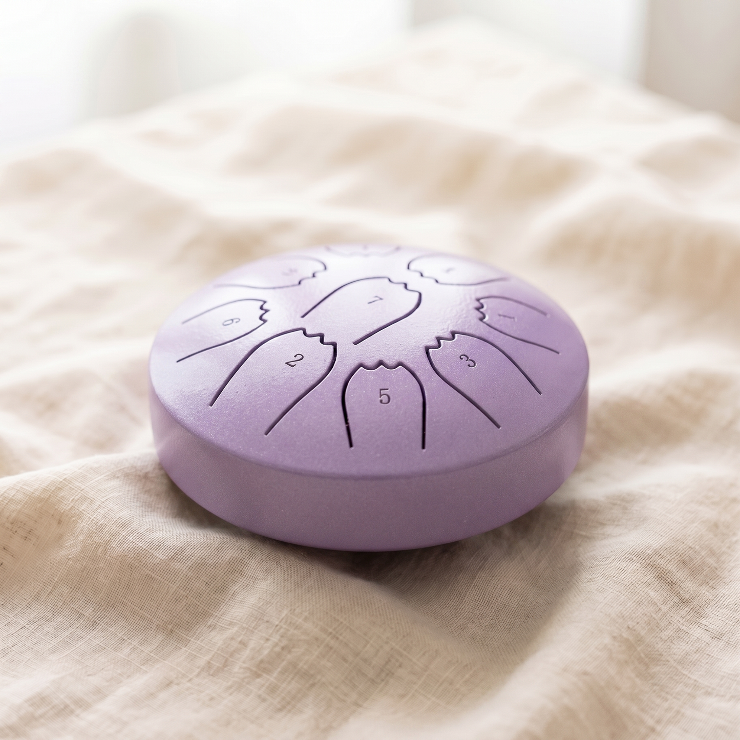Standard rain drum in lavender purple pearl finish on linen