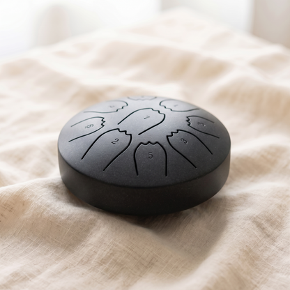 Standard rain drum in charcoal matte black finish on linen
