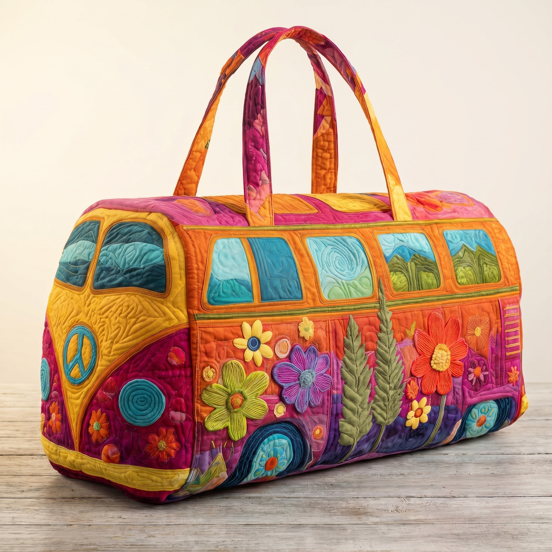 ハンドメイド＊smile flowerボストンバッグ Maggie's Handquilted Hippie Bus Weekender – CRAFTFOLK