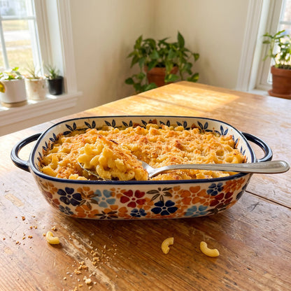 Mac and cheese for two baked in the Wildflower dish