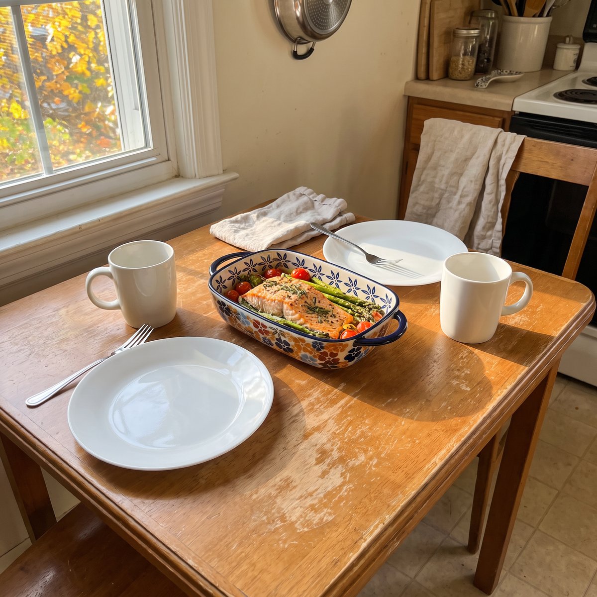 Salmon dinner for two in the Wildflower dish