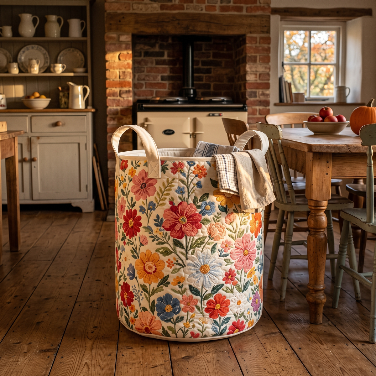 Maureen's hand-quilted Summer Flowers flower basket