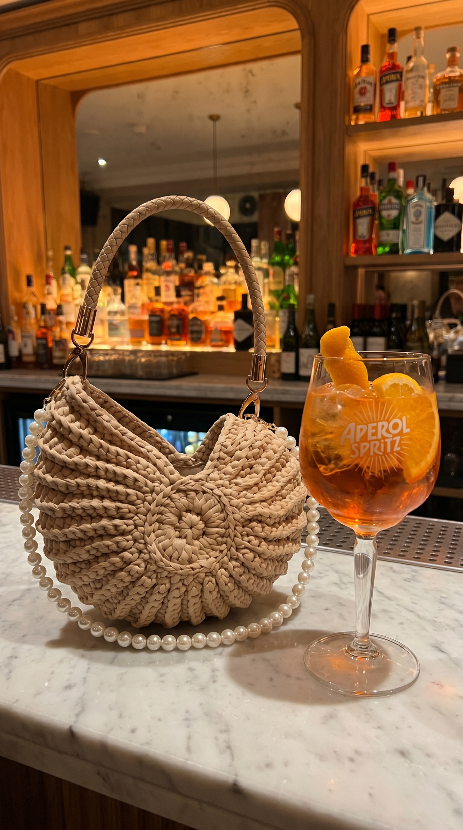 Customer photo of the shell handbag in a sunny apartment