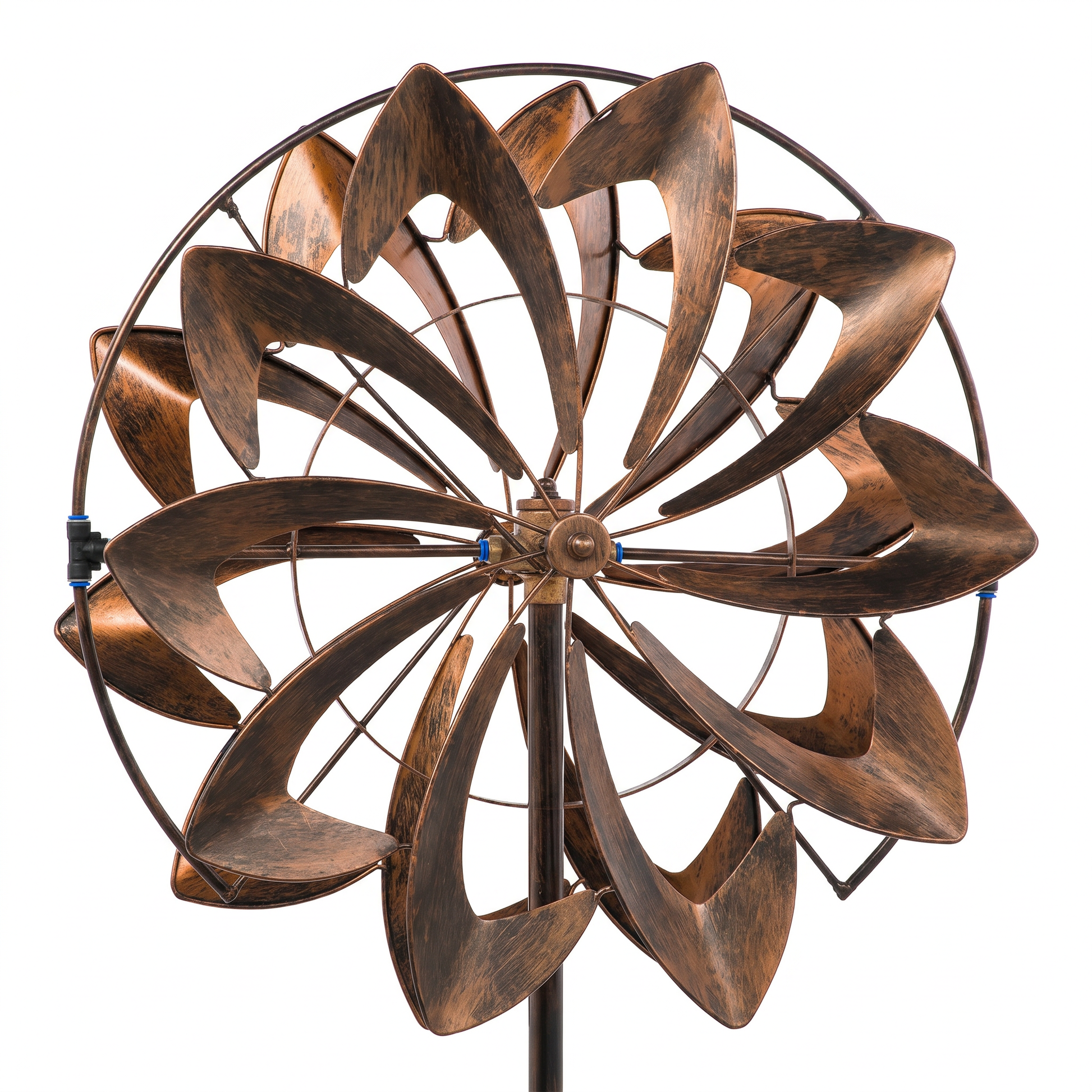 Close-up of bronze copper counter-rotating hydro spinner blades
