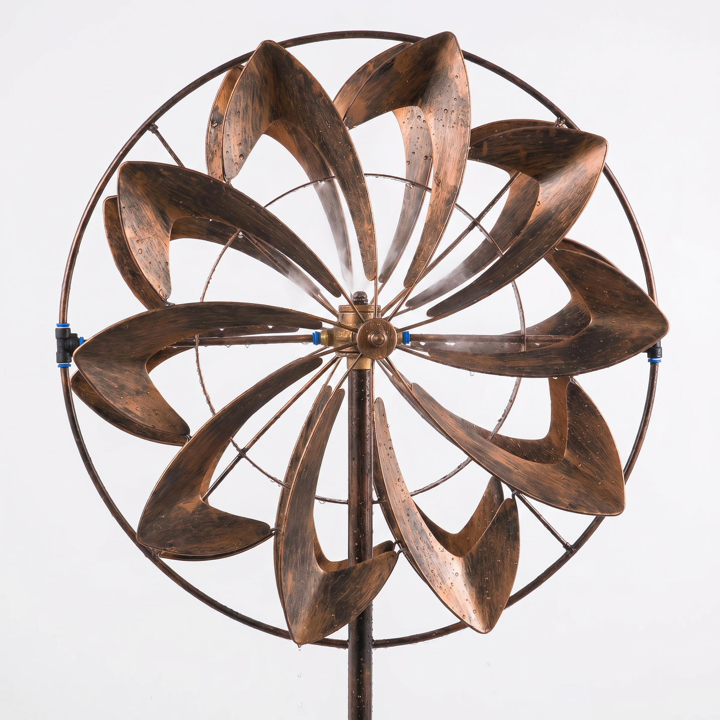 Hydro ring spray and blade detail on the copper wind spinner