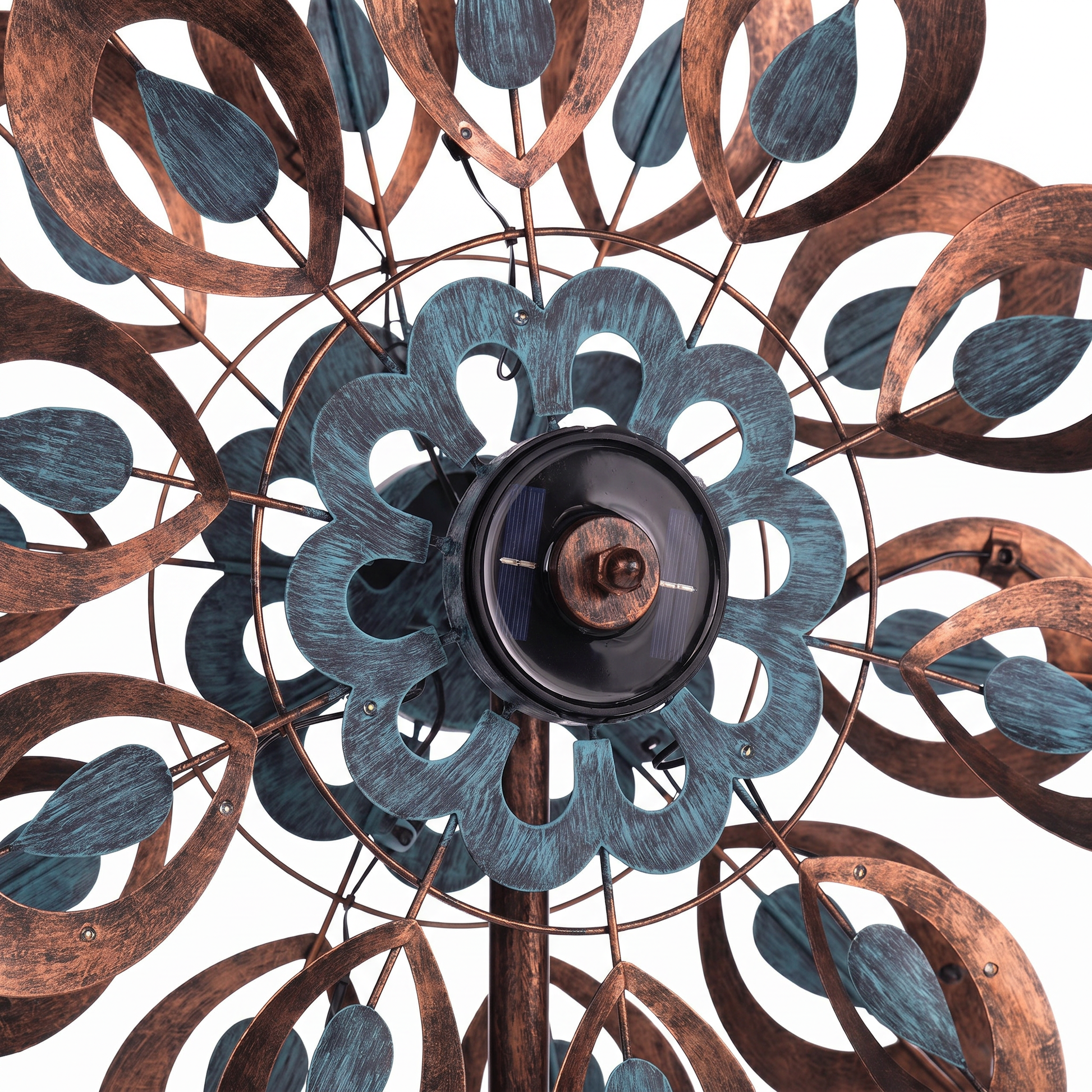 Close-up of the blue and copper layered lily spinner head