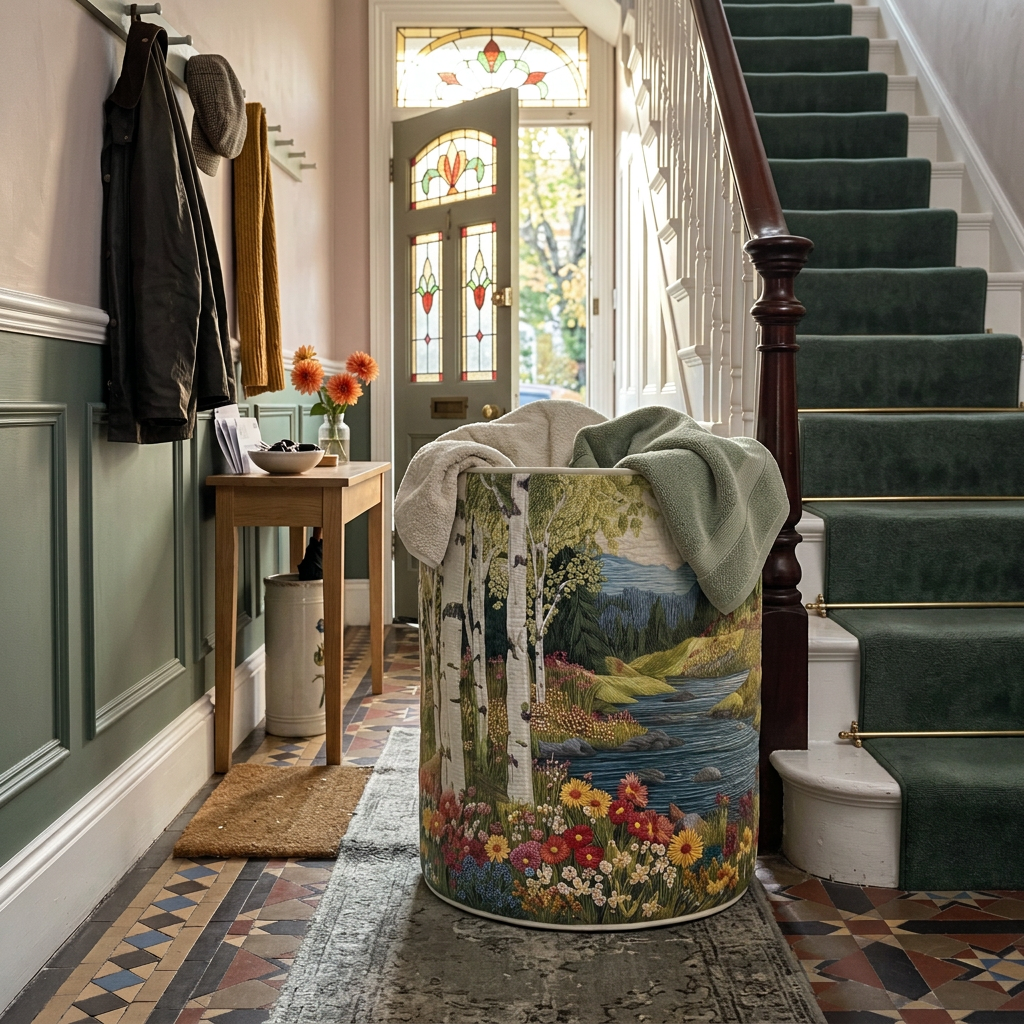 River and Wildflowers basket in hallway