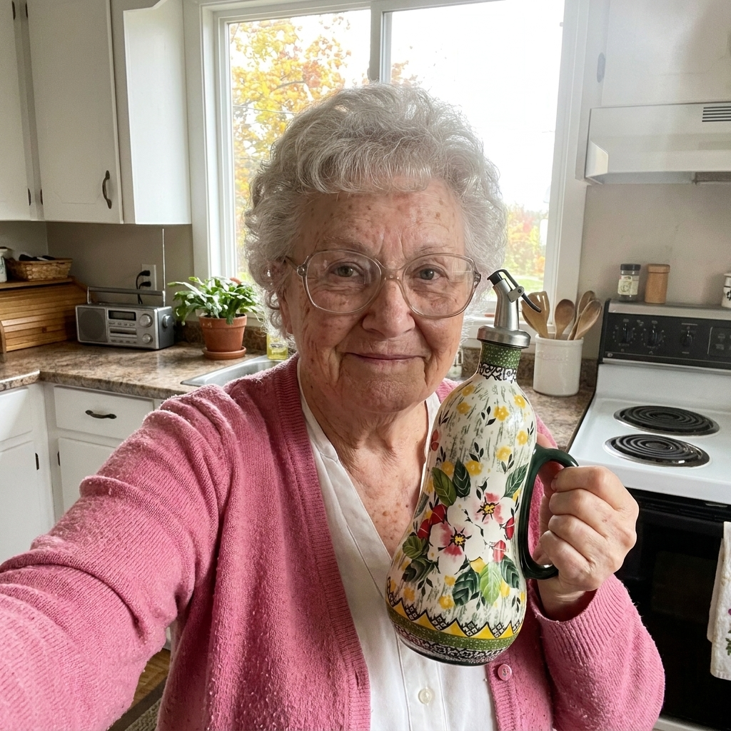Customer holding the Wild Rose dispenser by its handle