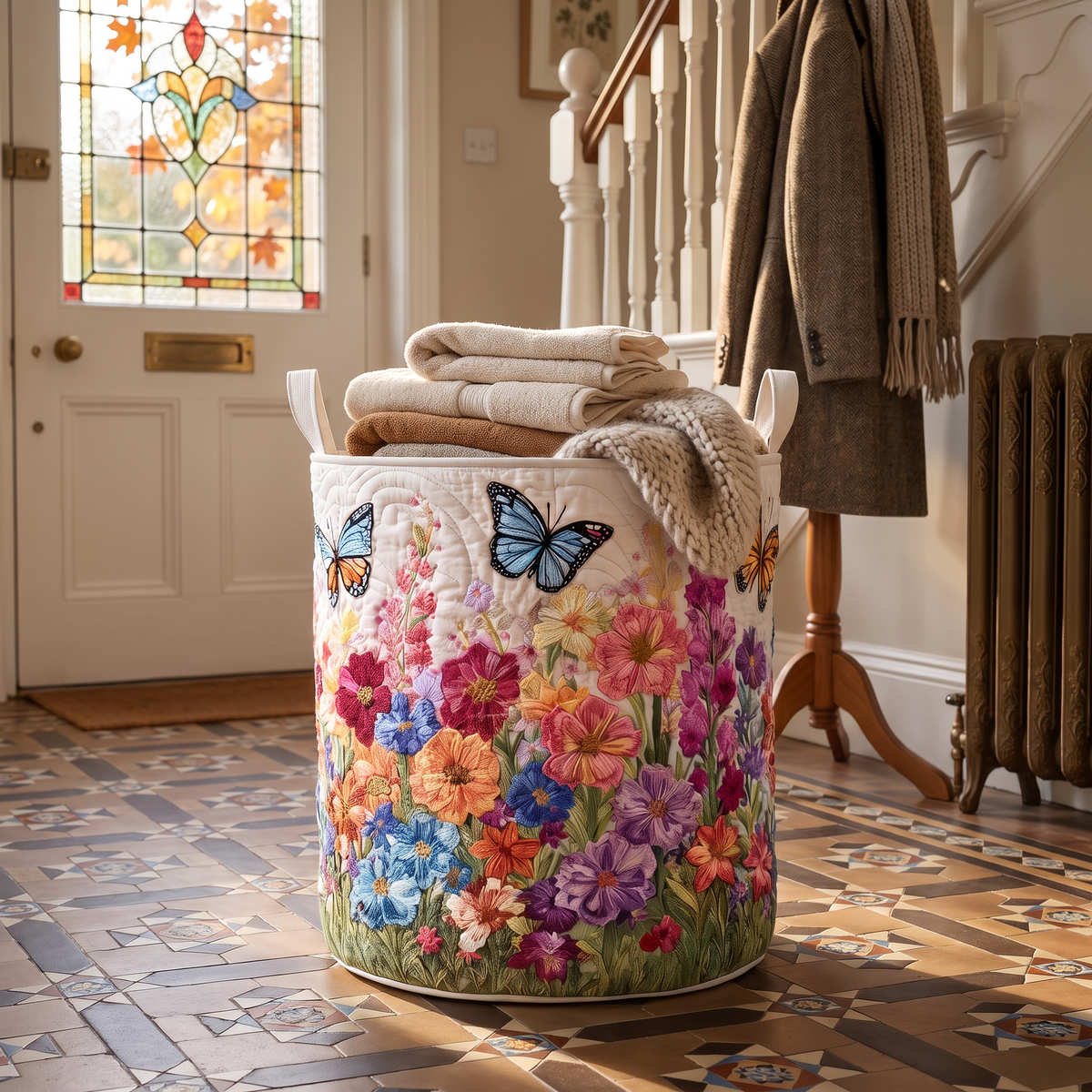 Delia's handmade quilted basket – Butterfly Meadow