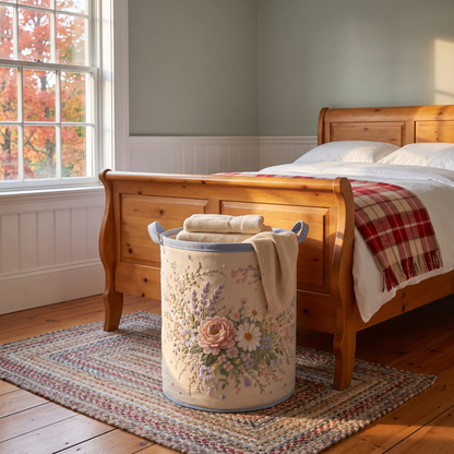 Myrna's handmade quilted basket – Wildflowers