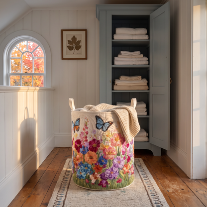 Myrna's handmade quilted basket – Butterfly Meadow