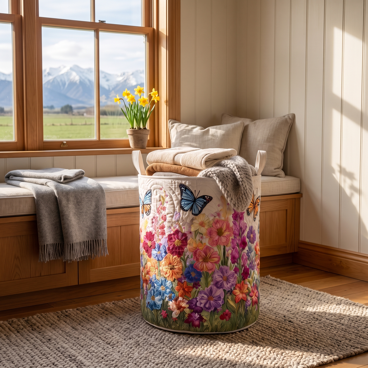 Ngaire's handmade quilted basket – Butterfly Meadow