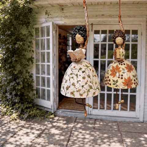 Hand-painted wind dancers turning in the breeze